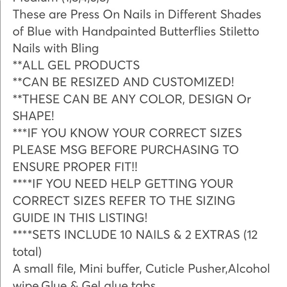🦋Blingii Butterfly Bluez🦋 Press On Nails-Med - Picture 11 of 11